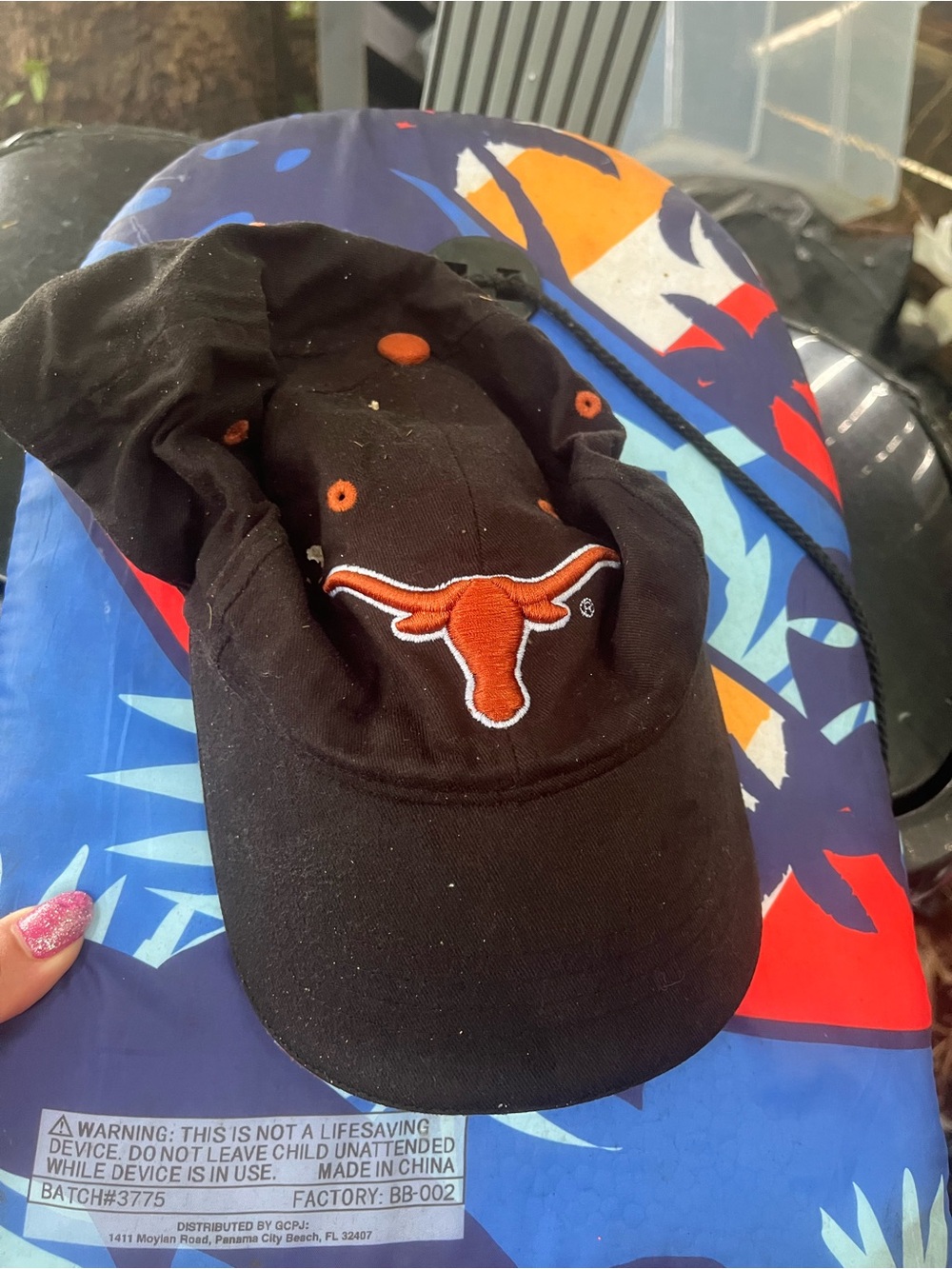 Black Baseball Cap with Orange Longhorn Logo